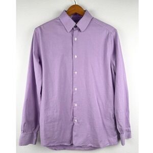 Duchamp London Button Down Mens 16/L Purple Slim Fit Excellent Office Casual